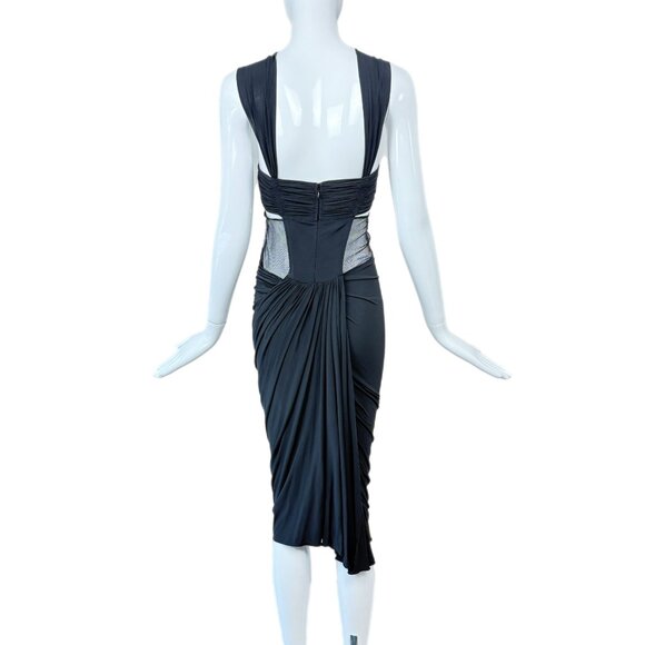 DONNA KARAN 2005 Vintage Black w. Silver Hardware Midi Dress - Picture 4 of 8